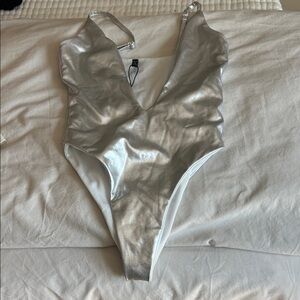 PrettyLittleThing Silver One Piece Swimsuit